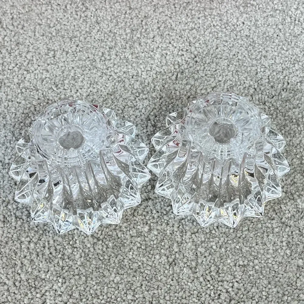 Lead Crystal Taper Candle Holders Set of 2 W/ Box Cheverny Cristal D'arques VTG